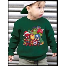 Punix Kids Punıx Kıds Yılbaşı ,noel ,yeni Yıl Süper Kahramanlar Hulk,örümcek Adam,kaptan Amerika Baskılı Erkek Çocuk Sweatshırt
