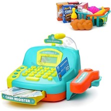 CetKing ve Işıklı Dokunmatik Barkod Okuyuculu Mikrofonlu Alışveriş Sepetli Oyuncak Yazar Kasa 29 Parça