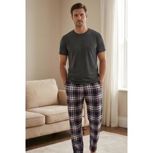 Morro Erkek %100 Pamuk Interlok Pijama Altı Günlük Ev Giyim Rahat Ekose Pijama Altı