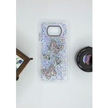 FoxPower Poco X3 Kılıf Kelebek Desenli Parlak Simli Kapak