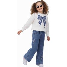 Miviko Çocuk Giyim Kız Çocuk Takımı Alt Üst Set Mevsimlik Üst Alt Yumuşak Kot Pantolon Bel Lastikli Pamuk Kumaş Gunluk Giyim Için Uygun