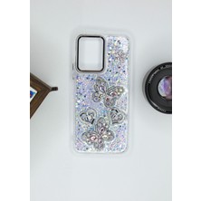 FoxPower Vivo Y16 Kılıf Kelebek Desenli Parlak Simli Kapak