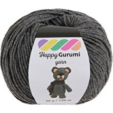 Kürkçü Han Happy Gurumi Soft Cotton Punch & Amigurumi İpi - 50 g (130 m) Yumuşak, Tüylenmez - Gri