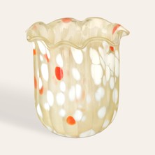 Zsa Zsa Zsu Aravalı Cam Vazo 12x12x11 Cm Turuncu - Beyaz