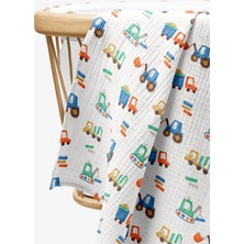 Cekic Kids 4 Katlı Müslin Örtü - Kır Çiçek  Desenli Bebek Müslin Battaniyesi - Dört Katlı Müslin 100X110 cm