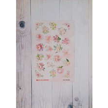 One Little Happiness Çiçek Temalı Vintage Journal Sticker Seti / Bullet Journal Scrapbook Kolaj Için Uygun