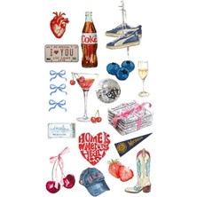 One Little Happiness Blue Vintage Retro Laptop Tablet Telefon Ajanda Bullet Journal Motor Sticker