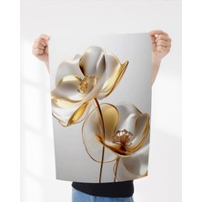 Rosa Art Çerçevesiz Poster | Soyut, Minimalist Altın Sarısı Çiçek Posteri|yüksek Çözünürlüklü | Dijital Baskı Poster