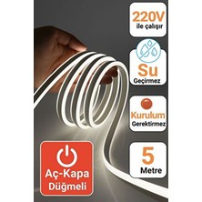 Adrift Neon Esnek Şerit LED 5 Metre Beyaz Renk Yüksek Parlaklık ve 220 Volt Fiş ile Enerji Tasarruflu