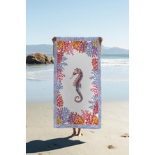 Dolce Mariee Dijital Baskı Plaj Deniz Havlusu Deniz Atı Desenli Peştamal HVL0110