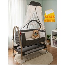 Ciciko C-2500 Katlanır Sallanır Beşik Tekerlekli Gri Kapitone Kumaş Özellikli Yatak Hediyeli