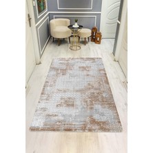 Dolce Mariee Parlak Kadife Kumaş Dijital Baskı Eskitme Desenli Dot Kaymaz Tabanlı Halı H1110