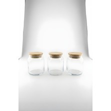 Zuri Design 3'lü Cam Saklama Kabı Seti 275 cc - Vakumlu Bambu Kapaklı Gıda Muhafaza Kavanozu