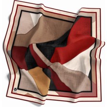 Violla Twill Geometrik Desenli Bordo Renkli 90X90 Eşarp (Ipek Içermez) Kenar Dikiş Şekli El Dikişli