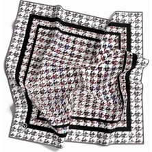 Violla Twill Kazayağı Desenli Gri Renkli 90X90 Eşarp (Ipek Içermez) Kenar Dikiş Şekli El Dikişli