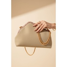 Berlesi Bej Süet Zincirli Omuz Çanta