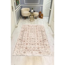 Dolce Mariee  Parlak Kadife Kumaş Dijital Baskı Vintage Desenli Dot Kaymaz Tabanlı Halı H0282