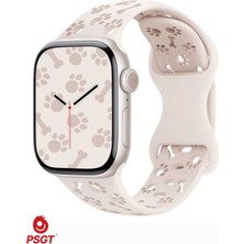 PSGT Silikon Kayış Apple Watch Serisi 10/11(46)Mm 9/8/7/6/5/4 Nefes Alabilir Içi Boş Kemik Pati 42