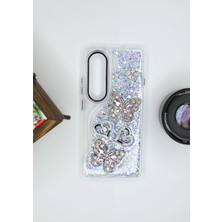 FoxPower Tecno Camon 40 Kılıf Kelebek Desenli Parlak Simli Kapak