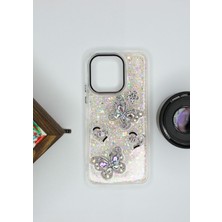 FoxPower Vivo Y28 Kılıf Kelebek Desenli Parlak Simli Kapak