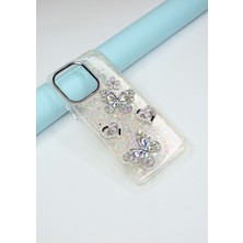 FoxPower Realme C53 Kılıf Kelebek Desenli Parlak Simli Kapak