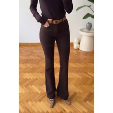 Ecenin Favorileri Acı Kahve İspanyol Paça Kadın Jean Pantolon