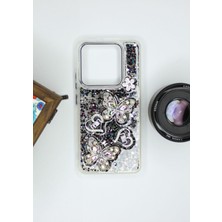 FoxPower Xiaomi Mi 13T Pro Kılıf Kelebek Desenli Parlak Simli Kapak