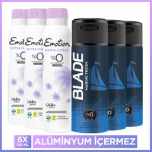 Blade Marine Fresh Erkek Deodorant 3x150 Ml & Emotion Detox Floral Kadın Deodorant 3x150 Ml