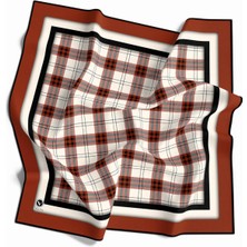 Violla Twill Ekose Desenli Taba Renkli 90X90 Eşarp (Ipek Içermez) Kenar Dikiş Şekli El Dikişli