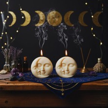Nevhan Sanat Ay Işığı Koleksiyonu – 2’li Ay Yüzlü Dekoratif Mum Seti (6.4 cm x 2.5 cm)