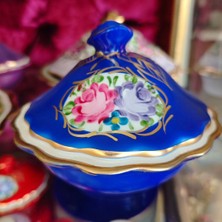 Manushum El Boyama Porselen Gülbahar Şekerlik-Lacivert