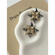 H&S Aksesuar Turkuaz Yansımalı Işıltılı Çelik Yıldız Küpe