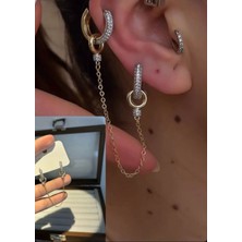 H&S Aksesuar Zincirli Iki Halkalı Tombik Küpe Mix