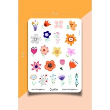 One Little Happiness Çiçekler Temalı Sticker Seti | Bullet Journal Sticker | Defter | Çıkartma | Scrapbook