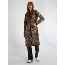 Kokoşum Butik 37826 Leopar Kapşonlu Trench Leo