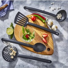 CetKing 4 Parça Yanmaz Yapışmaz Teflon Kaplama Servis Seti Kepçe Kevgir Spatula Kaşık Plastik Servis Takımı