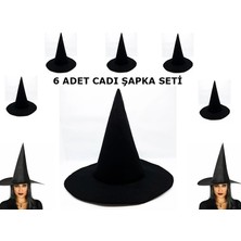 Eco Port Siyah Cadı Şapkası Keçe Yetişkin Boy 6 Adet