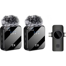 CetKing Kablosuz Yaka Mikrofonu Çiftli Mikrofon iPhone 16 ile Uyumlu Type-C/lightning Portlu Telefon Pc Tablet Video Kayıt Röportaj Canlı Yayın Vlog Kablosuz Mikrofon 1029