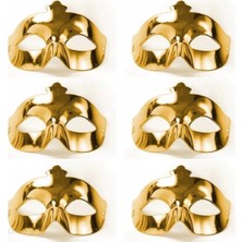 Eco Port Altın Metalize Renk Düz Balo Parti Maskesi 6 Adet