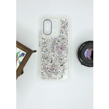 FoxPower Redmi 12C Kılıf Kelebek Desenli Parlak Simli Kapak