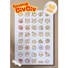 One Little Happiness Sevimli Civciv Emoji Sticker Set Telefon Laptop Notebook Tablet Defter Etiket