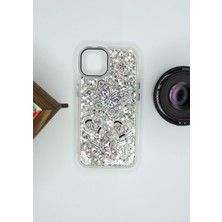 Bcase Iphone 14 Uyumlu Telefon Kılıfı Kelebek Desenli Parlak Simli Kapak