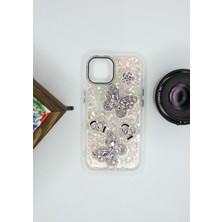 Bcase Iphone 11 Kılıf Kelebek Desenli Parlak Simli Kapak