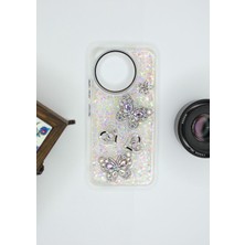 FoxPower Tecno Camon 30 Kılıf Kelebek Desenli Parlak Simli Kapak