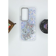 FoxPower Xiaomi Redmi Note 11 Pro 4g Kılıf Kelebek Desenli Parlak Simli Kapak