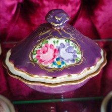 Manushum El Boyama Porselen Gülbahar Şekerlik-Mor