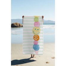 Dolce Mariee Dijital Baskı Plaj Deniz Havlusu Emoji Desenli Peştamal HVL0202