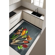 Dolce Mariee Baharat Desenli Dijital Baskı Kaymaz Taban Mutfak Halısı H0046