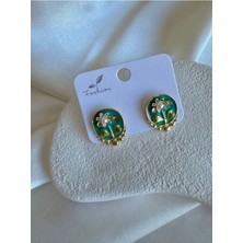 H&S Aksesuar Vitange Renkli Çiçekli Tasarım Küpe