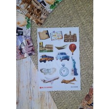 One Little Happiness Seyahat Temalı Vintage Journal Sticker Seti / Bullet Journal Scrapbook Kolaj Için Uygun